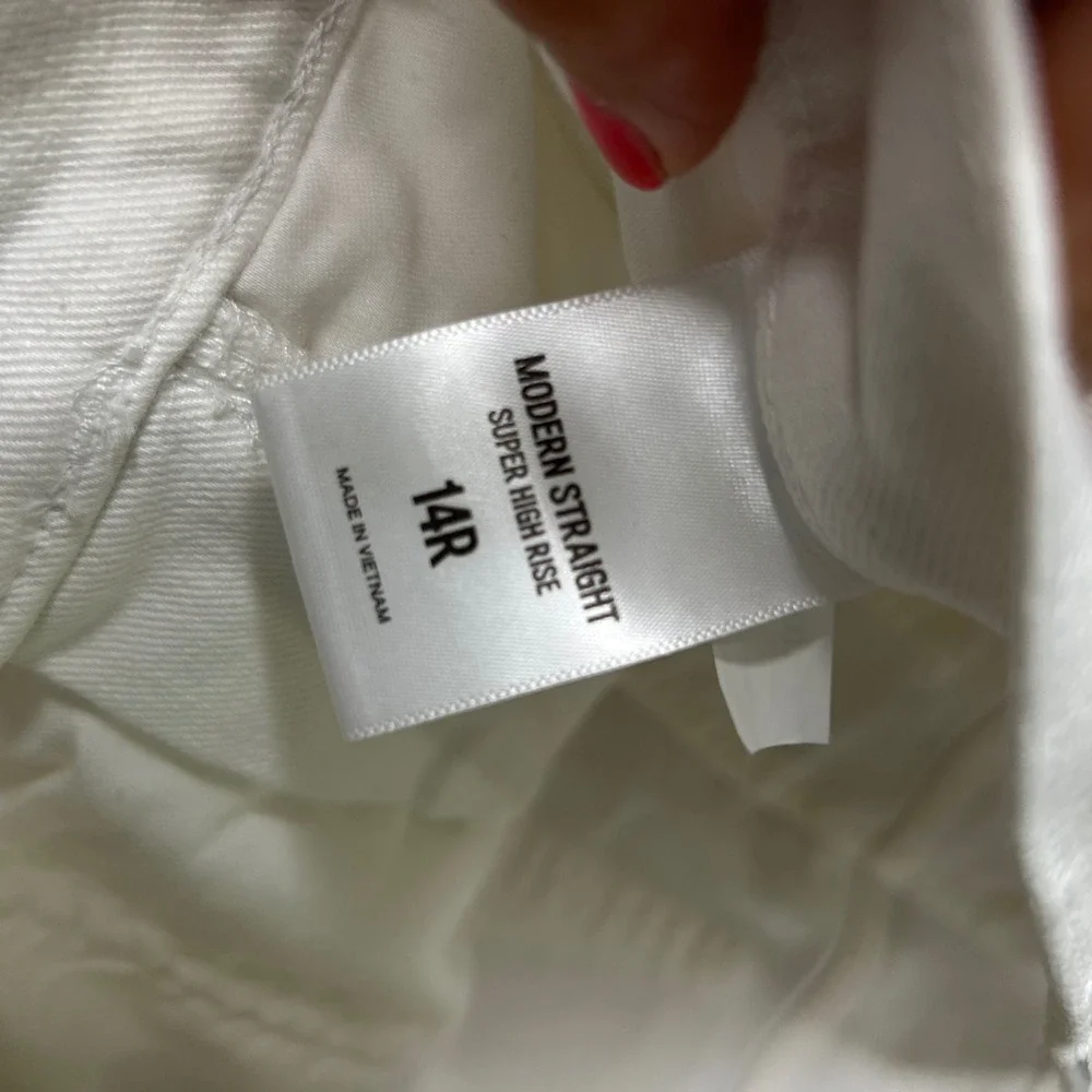 Express Modern Straight Super High Rise White Denim Jeans‎ Women's Size 14R - Picture 5 of 8